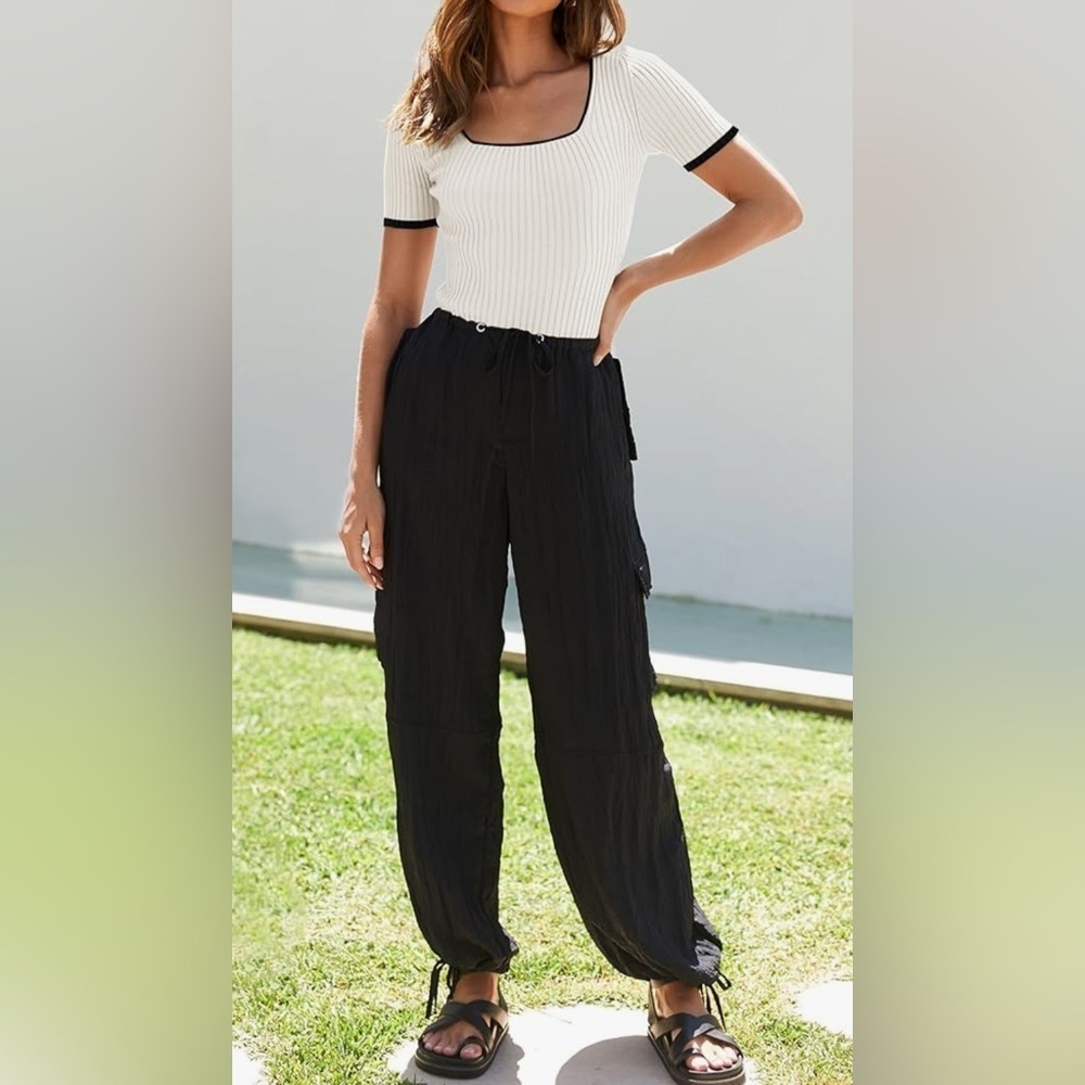 Elegant White and black Blouse with Flowy Design